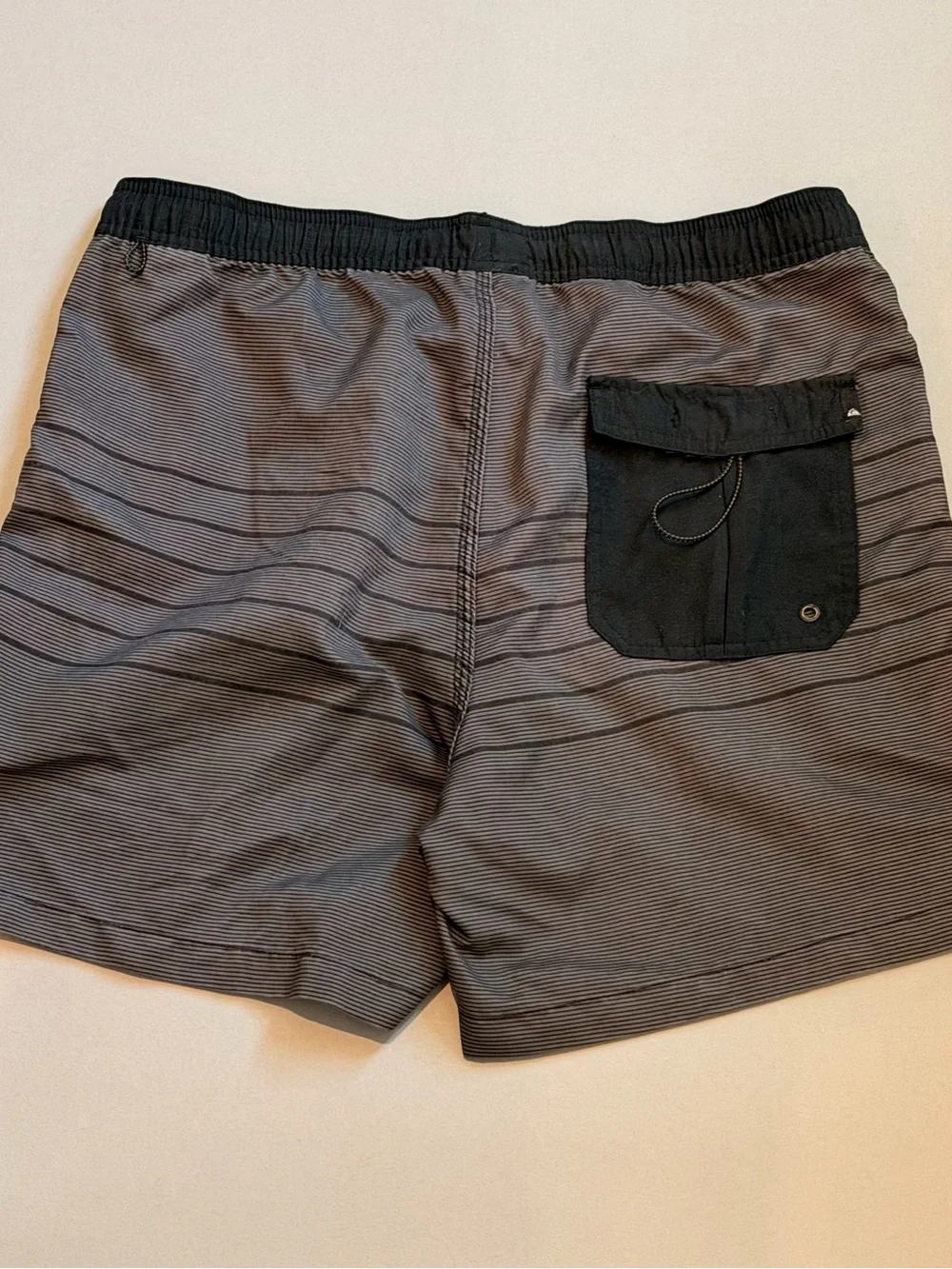 Quiksilver Black & Gray Striped Boardshorts with Drawstring